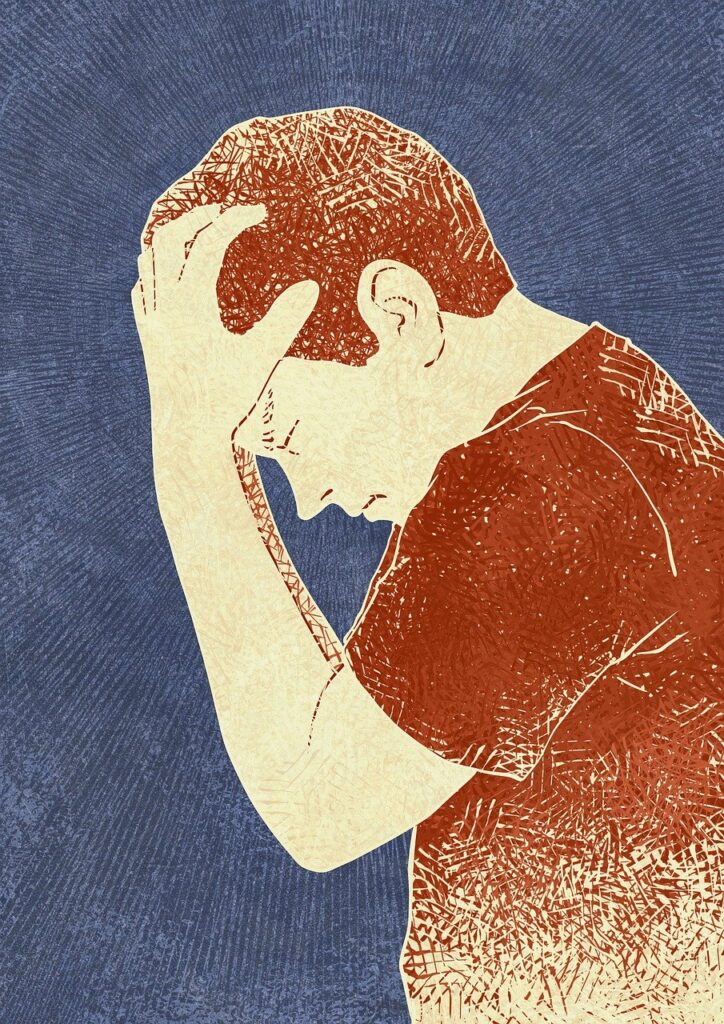 A person who can't stop worrying and is plagued by thinking traps